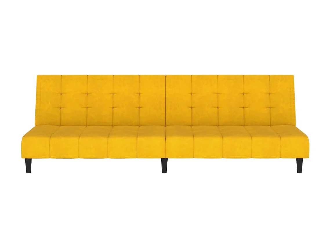 Canapé convertible 2 places jaune velours REO16594