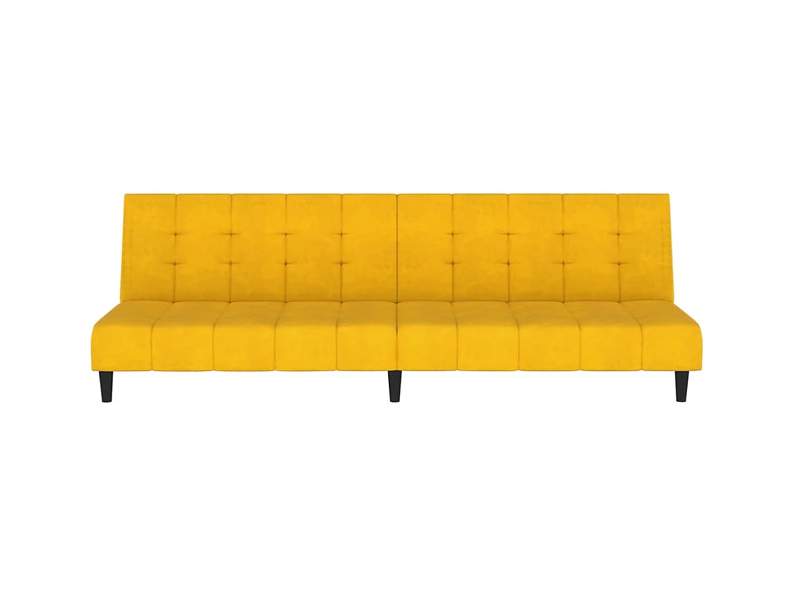 Canapé convertible 2 places jaune velours REO16594