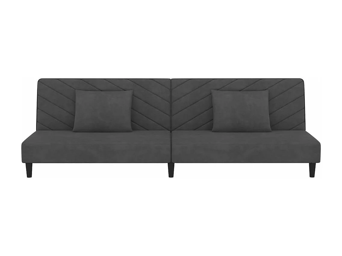 Sofá-cama 2 lugares com duas almofadas veludo cinzento-escuro PT467301