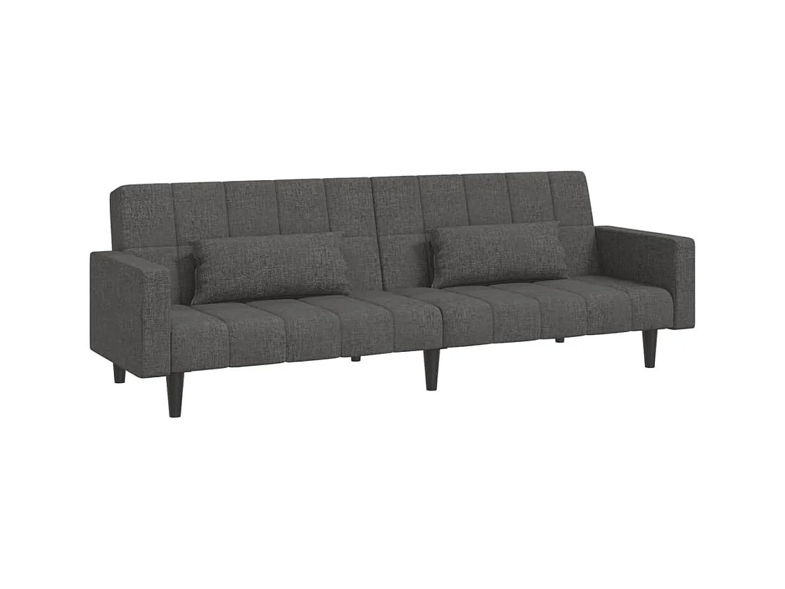 Canapé convertible à 2 places avec deux oreillers Gris foncé Tissu REO42609