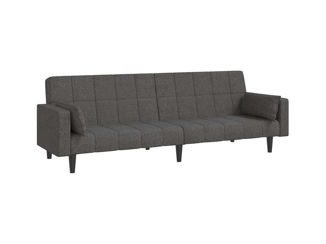 Canapé convertible à 2 places avec deux oreillers Gris foncé Tissu REO42609