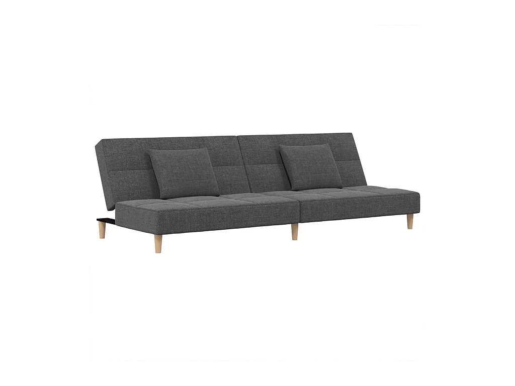Canapé convertible à 2 places avec deux oreillers gris clair tissu REO35506