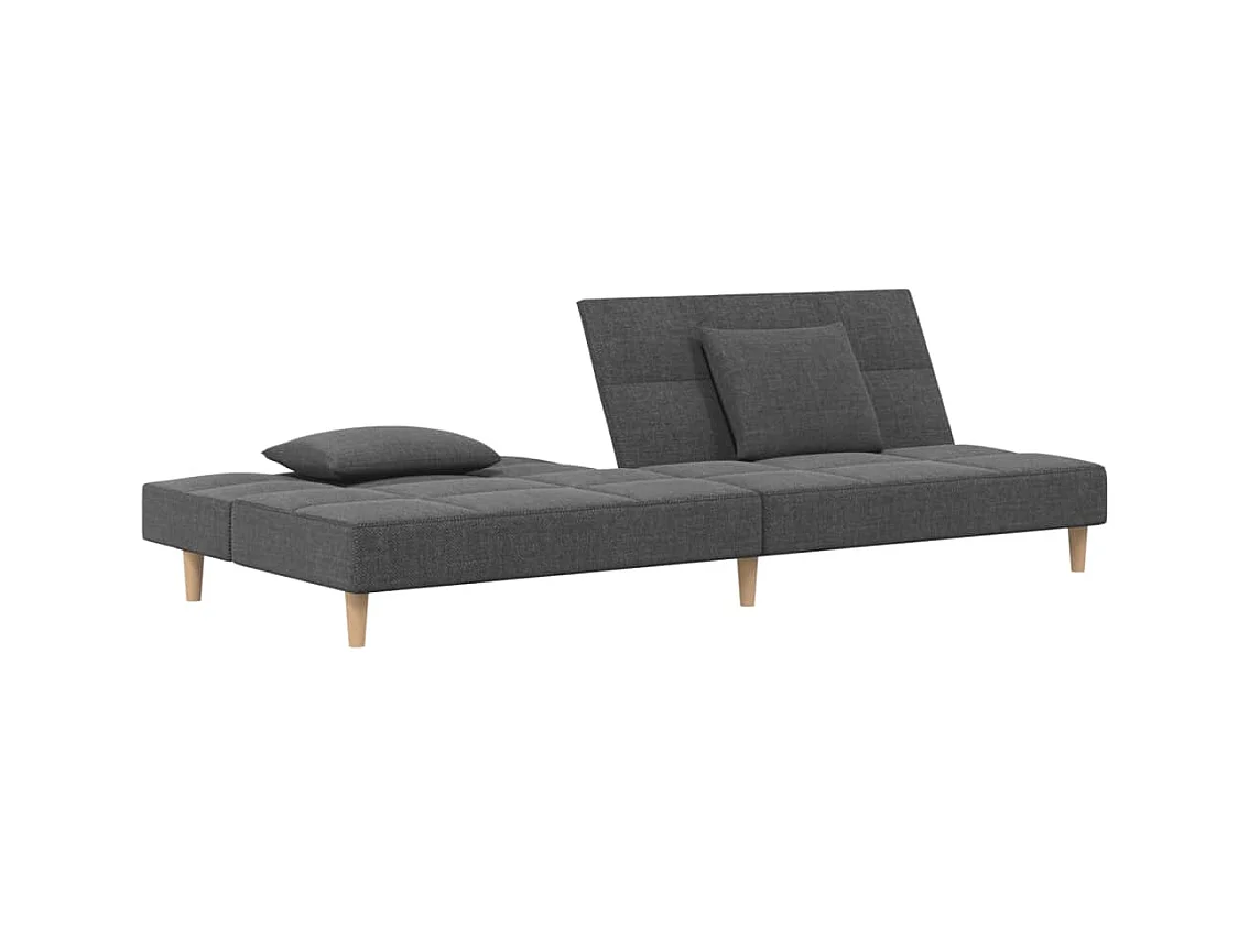 Canapé convertible à 2 places avec deux oreillers gris clair tissu REO35506