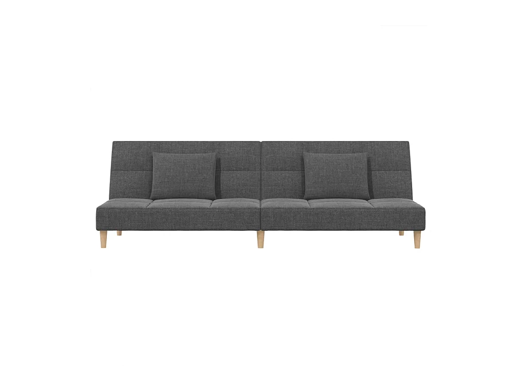Canapé convertible à 2 places avec deux oreillers gris clair tissu REO35506