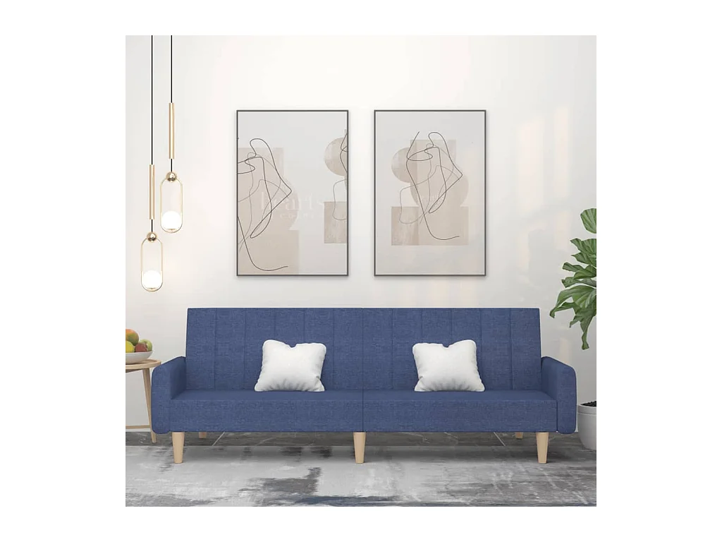 Sofá cama de 2 plazas tela azul PWFG94974