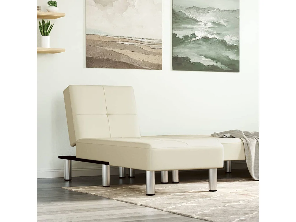 Chaise longue kunstleer crèmekleurig NL187780