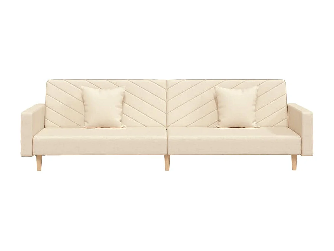 Canapé convertible à 2 places avec deux oreillers crème tissu REO85963