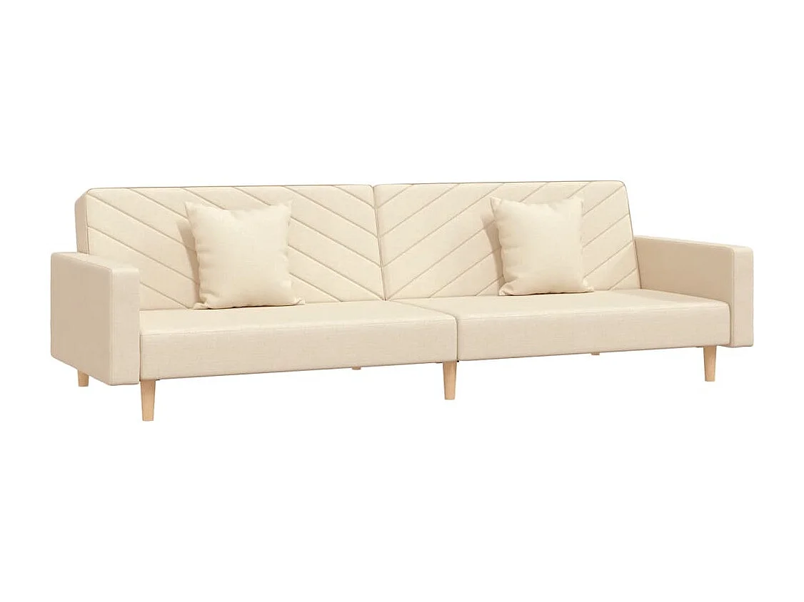 Sofá-cama 2 lugares com duas almofadas tecido cor creme PT932379