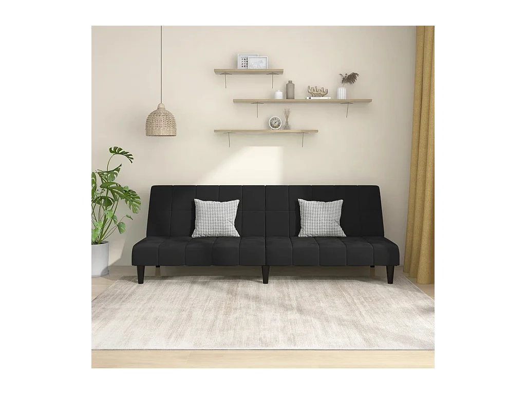 Canapé convertible 2 places noir velours REO61015