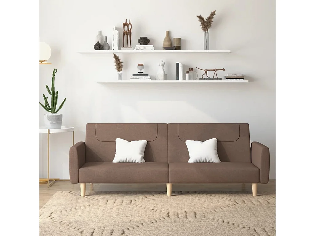 Slaapbank 2-zits stof taupe NL578411