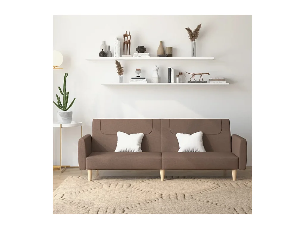 Canapé convertible à 2 places taupe tissu REO69106