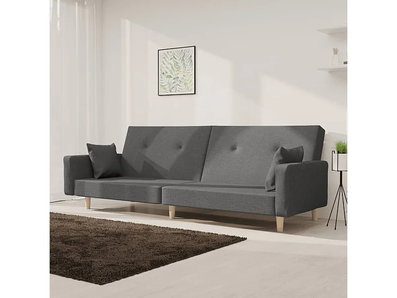 Sofá cama de 2 plazas con dos almohadas tela gris claro PWFG64820
