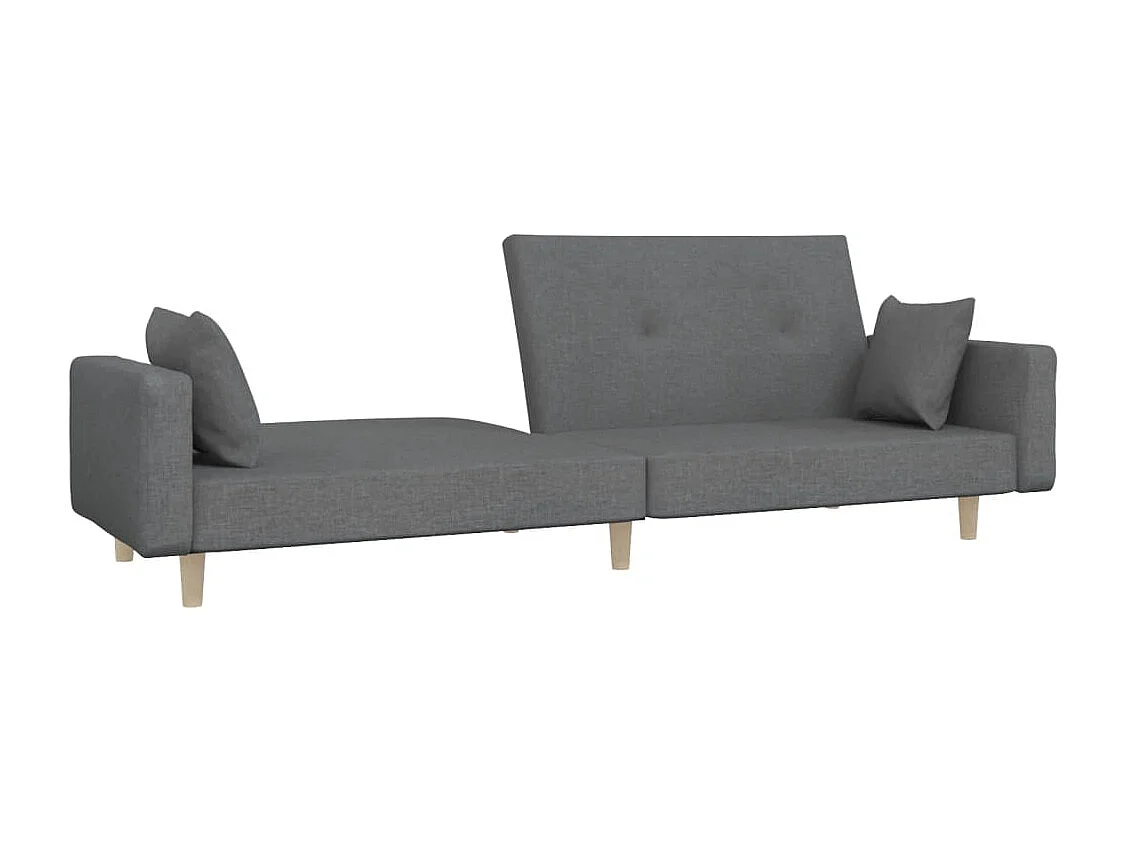 Canapé convertible à 2 places avec deux oreillers gris clair tissu REO62709