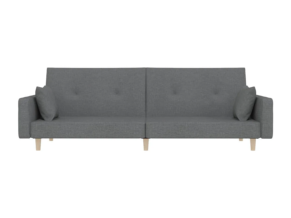 Sofá-cama 2 lugares com duas almofadas tecido cinzento-claro PT464355