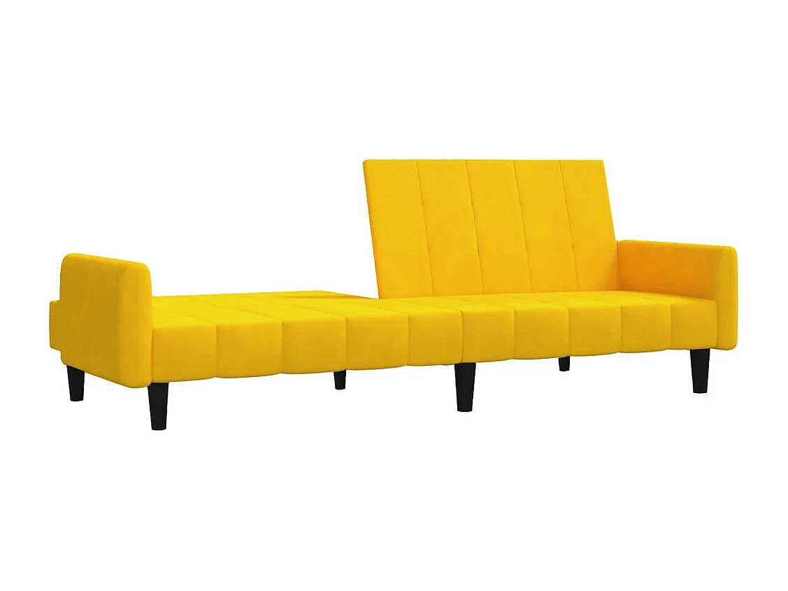 Canapé convertible 2 places jaune velours REO38902