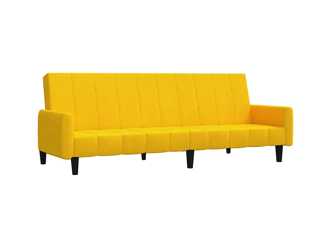 Canapé convertible 2 places jaune velours REO38902