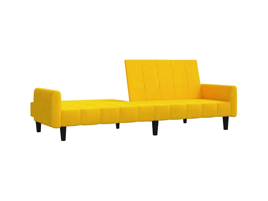 Canapé convertible 2 places jaune velours REO38902