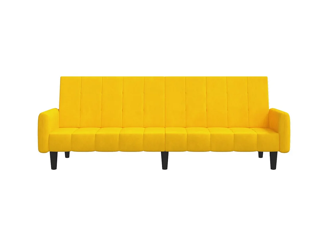 Canapé convertible 2 places jaune velours REO38902