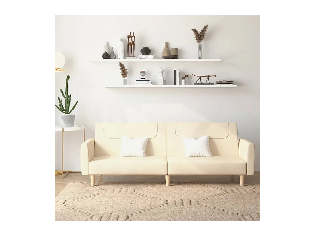 Canapé convertible à 2 places crème tissu REO66140