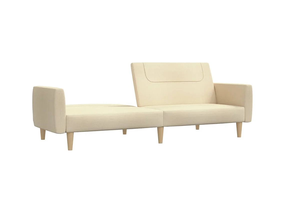 Sofá-cama de 2 lugares tecido cor creme PT533560