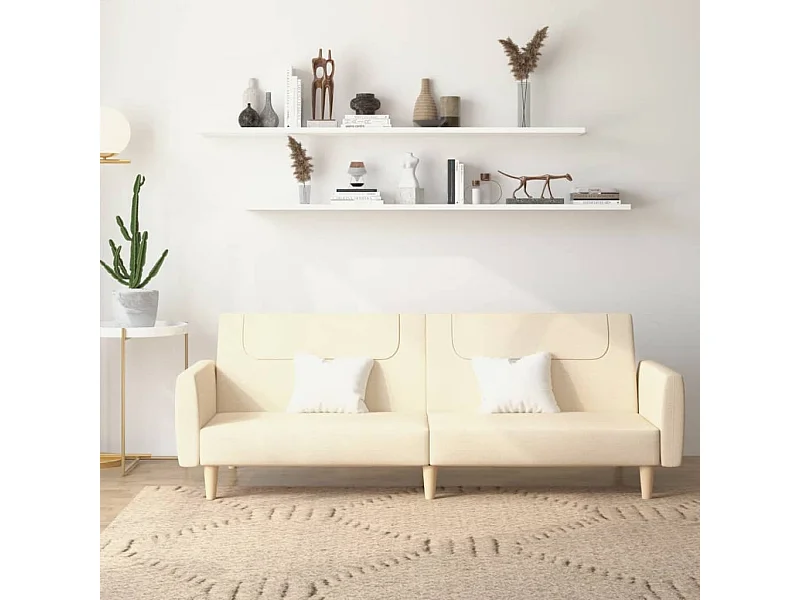 Sofá cama de 2 plazas tela color crema PWFG51089