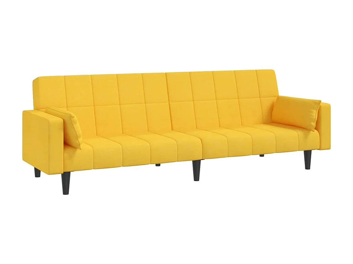 Canapé convertible à 2 places avec deux oreillers jaune tissu REO42775