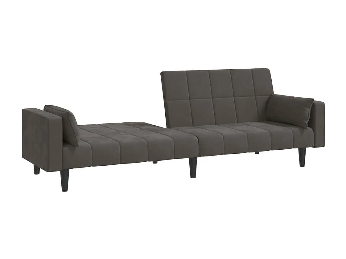 Canapé convertible à 2 places avec deux oreillers Gris foncé Velours REO61272