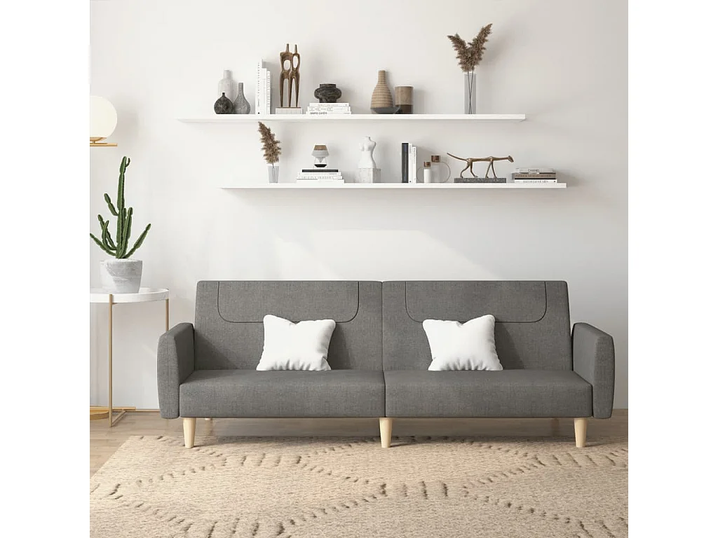 Canapé convertible à 2 places gris foncé tissu REO84835