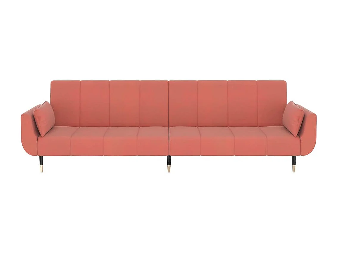 Slaapbank 2-zits met 2 kussens fluweel roze NL290292