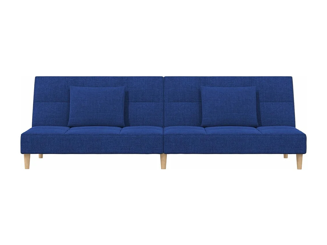 Canapé convertible à 2 places avec deux oreillers bleu tissu REO13081