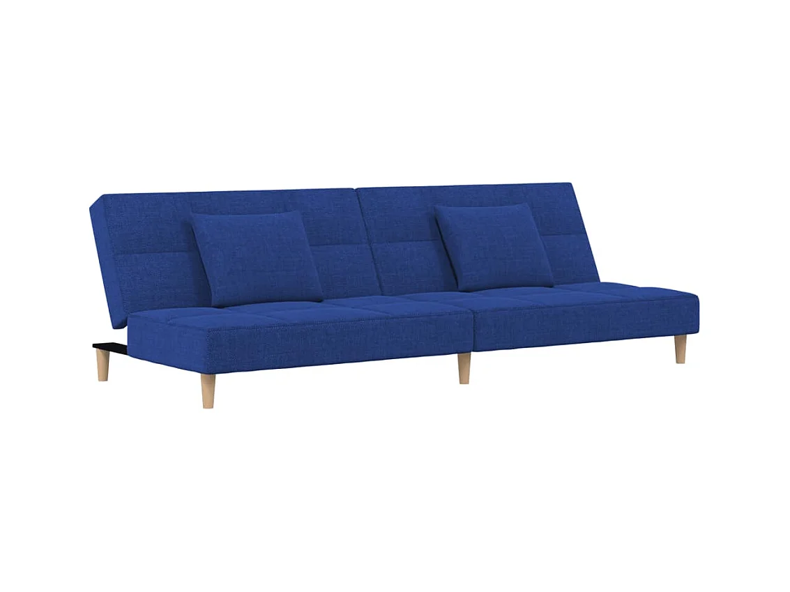 Canapé convertible à 2 places avec deux oreillers bleu tissu REO13081