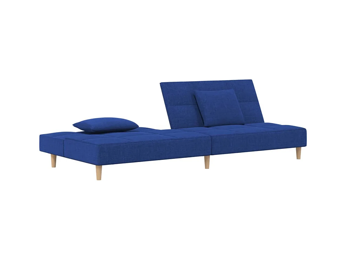 Canapé convertible à 2 places avec deux oreillers bleu tissu REO13081