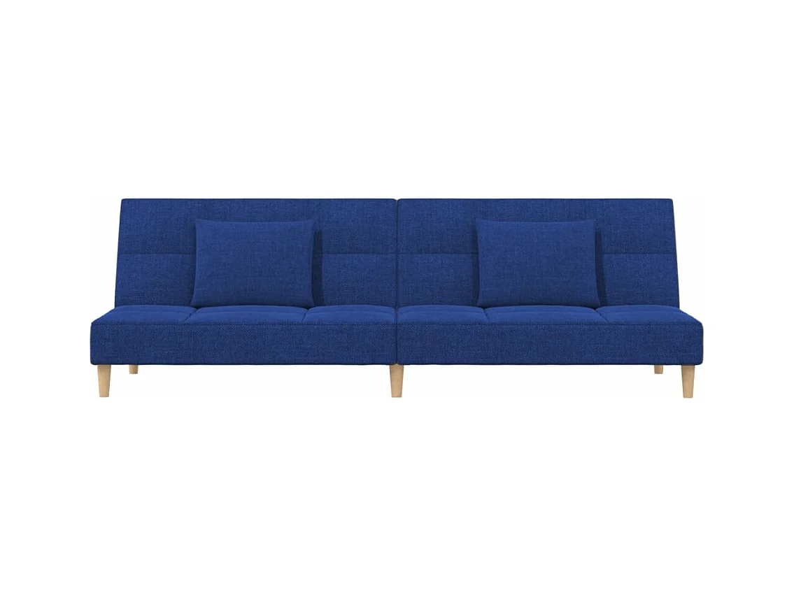 Canapé convertible à 2 places avec deux oreillers bleu tissu REO13081