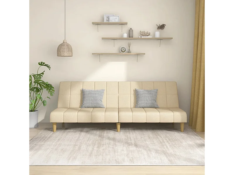 Canapé convertible à 2 places crème tissu REO59644