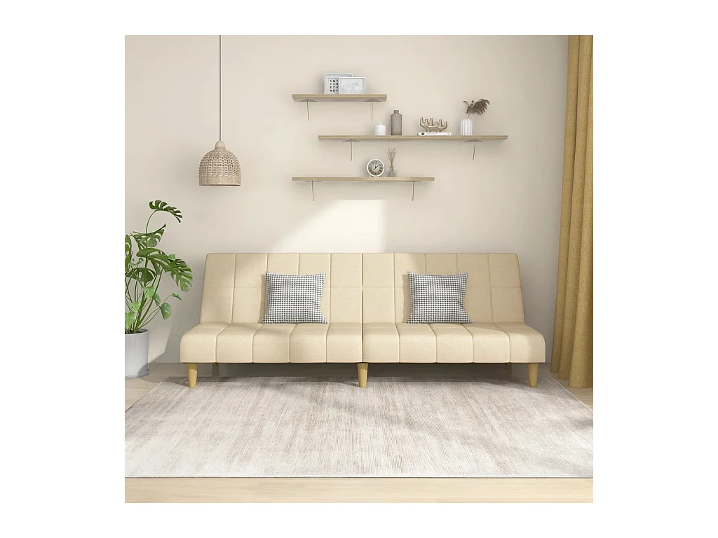 Canapé convertible à 2 places crème tissu REO59644