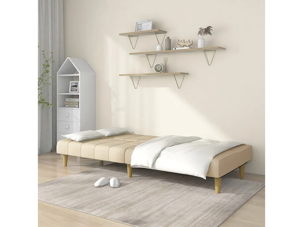 Sofá-cama de 2 lugares tecido cor creme PT186215