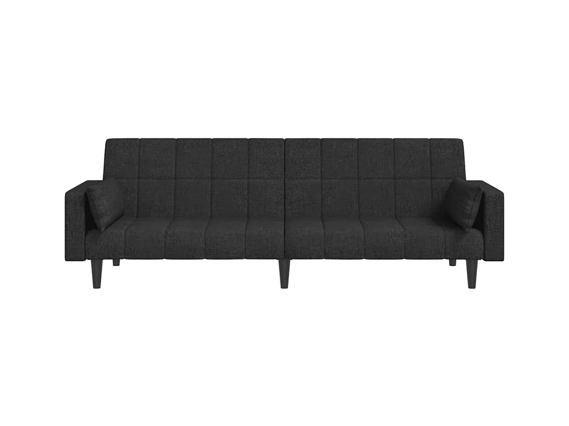 Canapé convertible à 2 places avec deux oreillers noir tissu REO53338