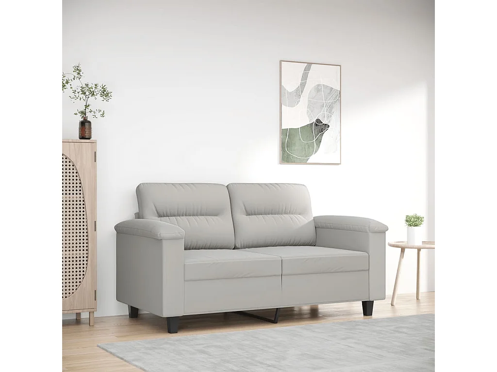 Canapé à 2 places Gris clair 120 cm Tissu microfibre REO14694