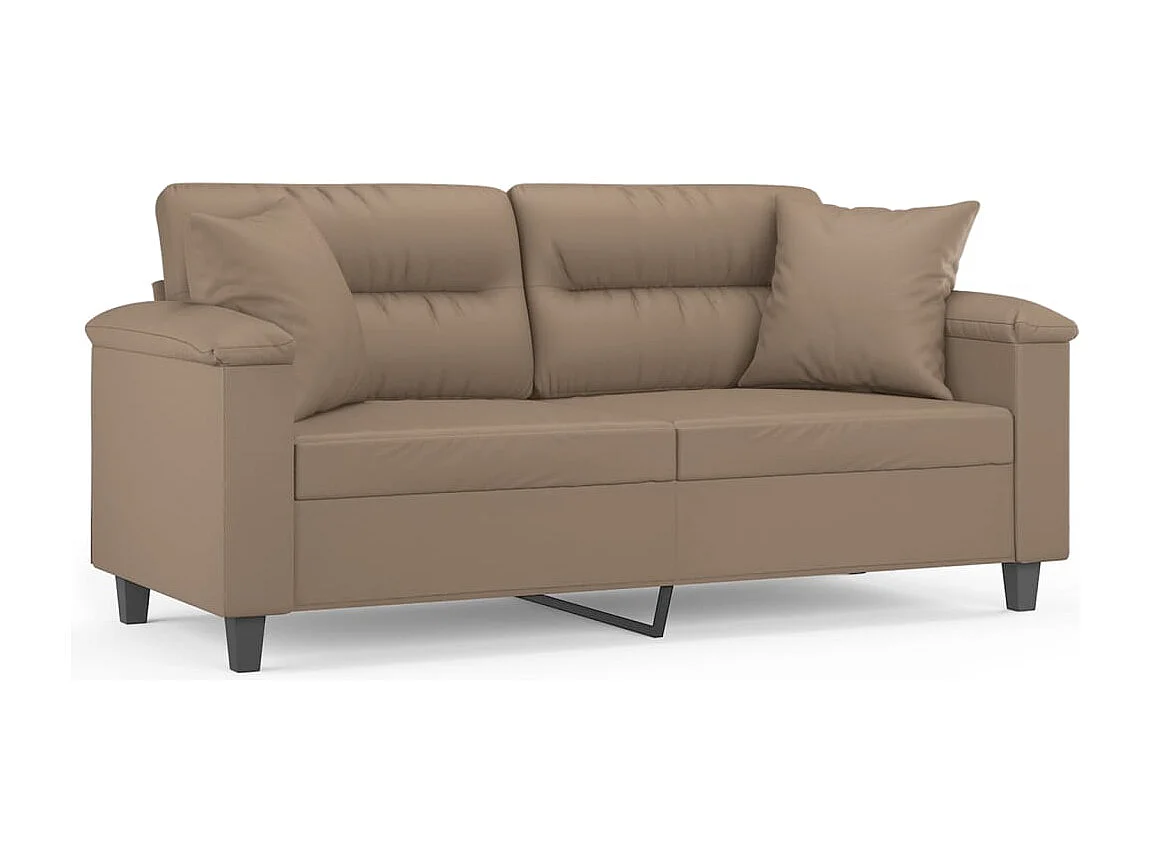 Canapé 2 places avec oreillers cappuccino 140 cm similicuir REO39310