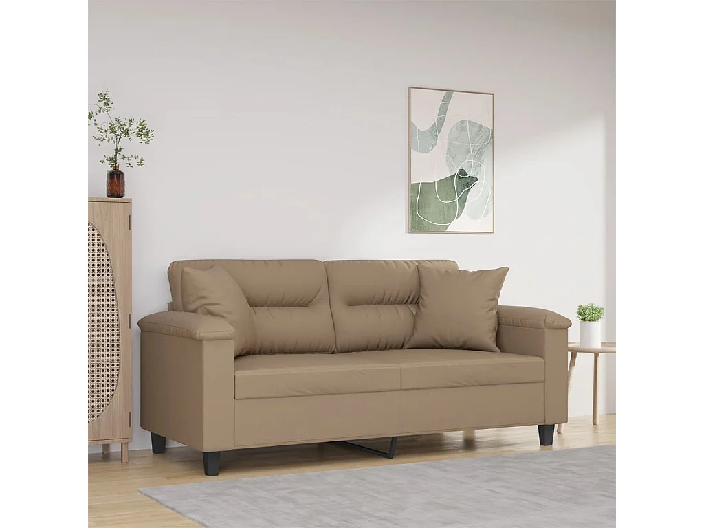 Tweezitsbank met sierkussens 140 cm kunstleer cappuccinokleurig NL503261