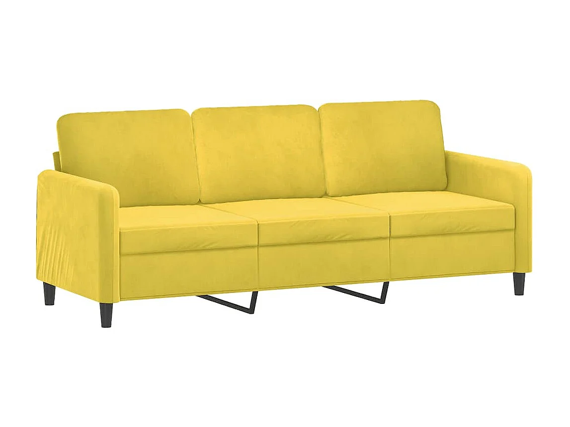 Canapé 3 places avec oreillers décoratifs jaune 180 cm velours REO22714