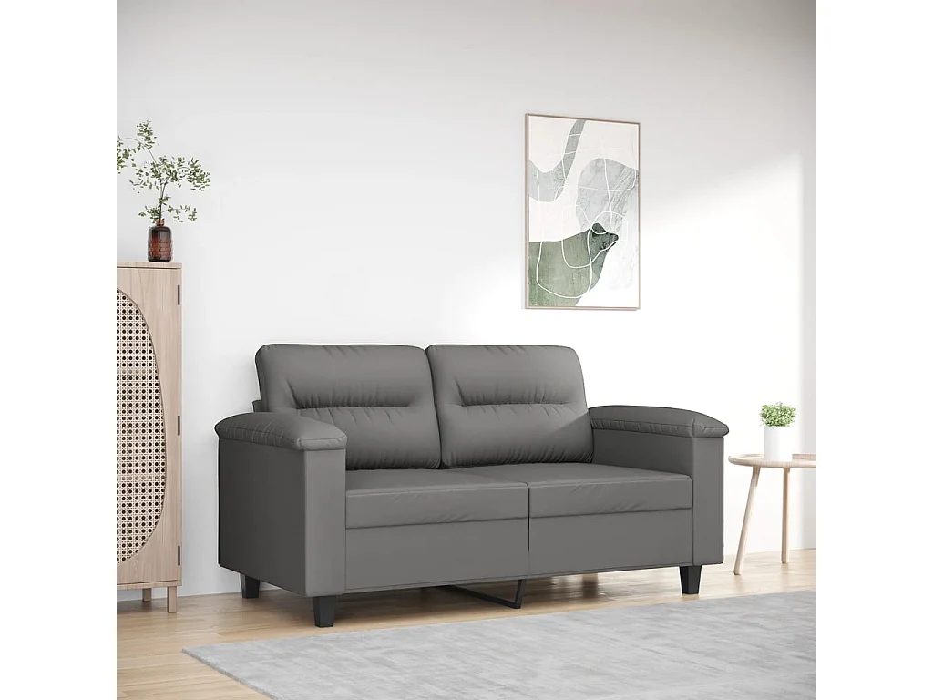 Canapé à 2 places Gris foncé 120 cm Tissu microfibre REO10239