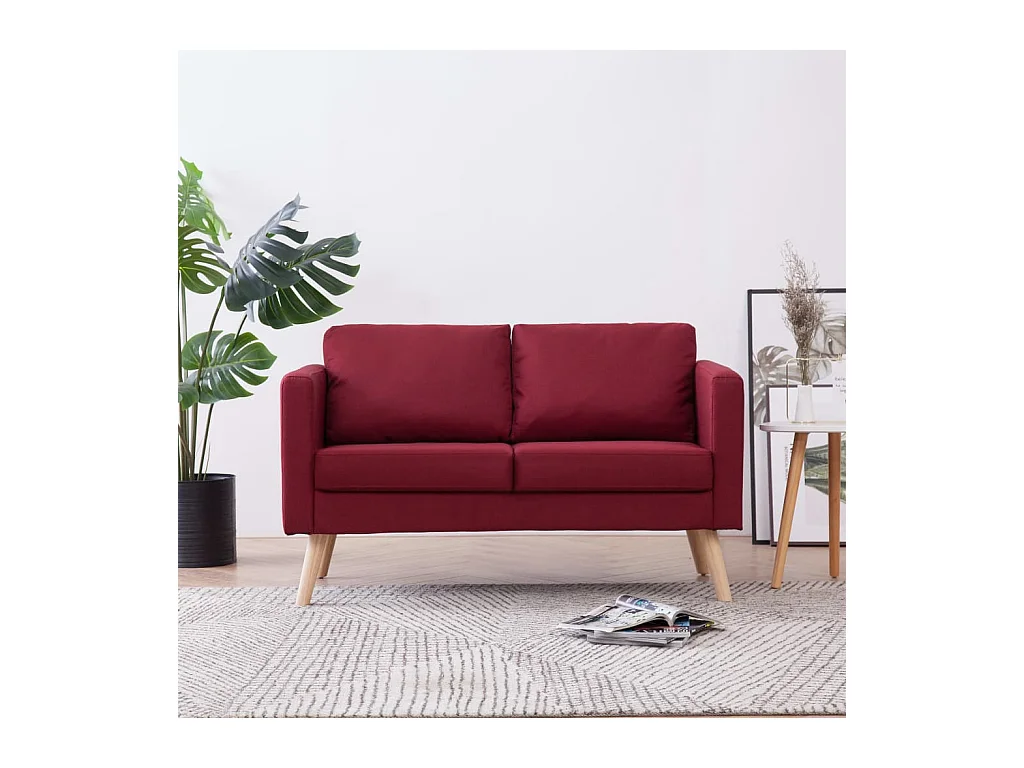 Canapé à 2 places Tissu Rouge bordeaux REO31285