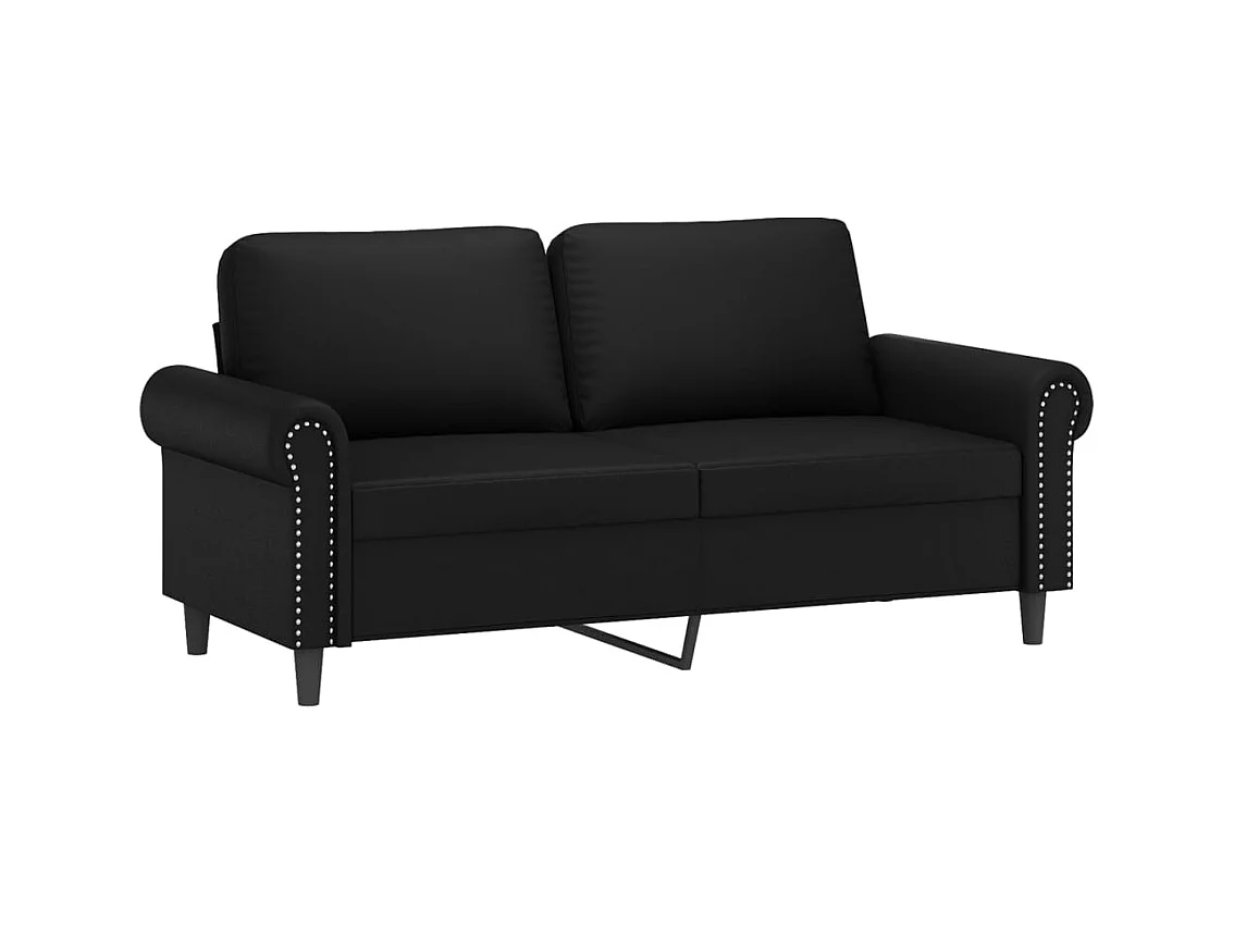 Canapé 2 places avec oreillers décoratifs noir 140cm similicuir REO30194
