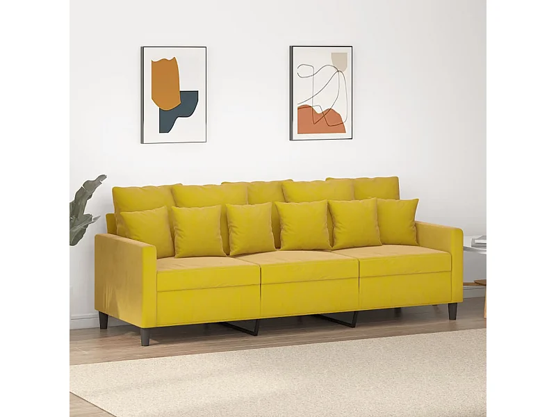 Canapé à 3 places Jaune 180 cm Velours REO14232