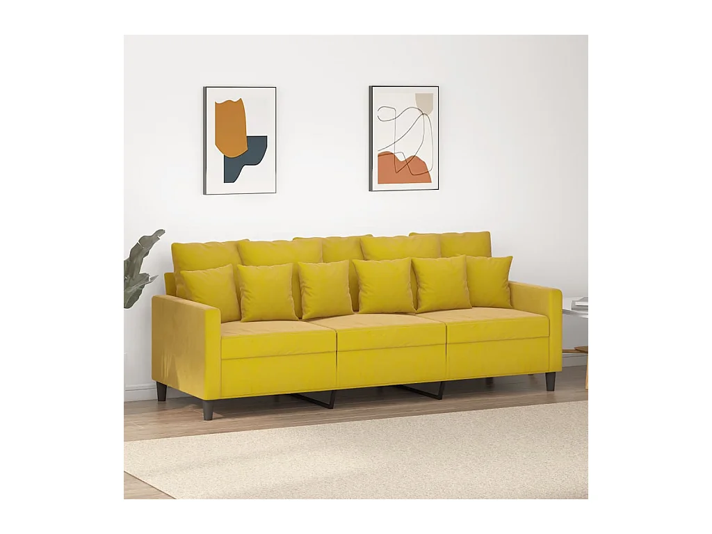 Canapé à 3 places Jaune 180 cm Velours REO14232