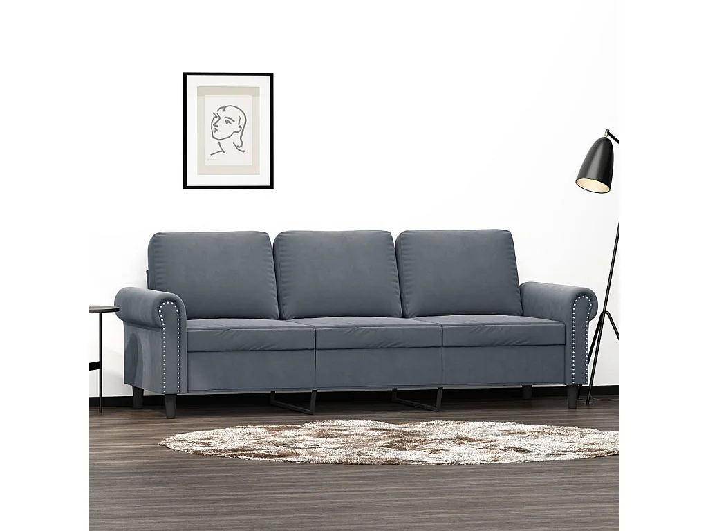 Canapé à 3 places Gris foncé 180 cm Velours REO72390