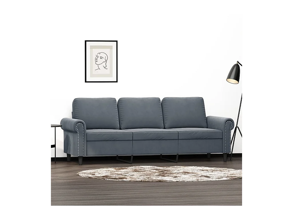 Canapé à 3 places Gris foncé 180 cm Velours REO72390