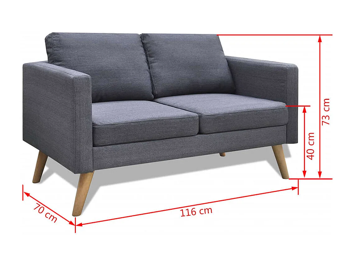 Canapé à 2 places Tissu Gris foncé REO64812