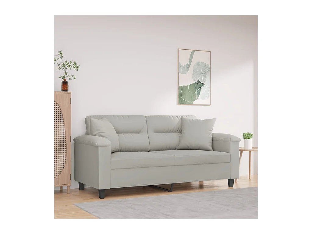 Canapé 2 places avec oreillers gris clair 140 cm REO92626